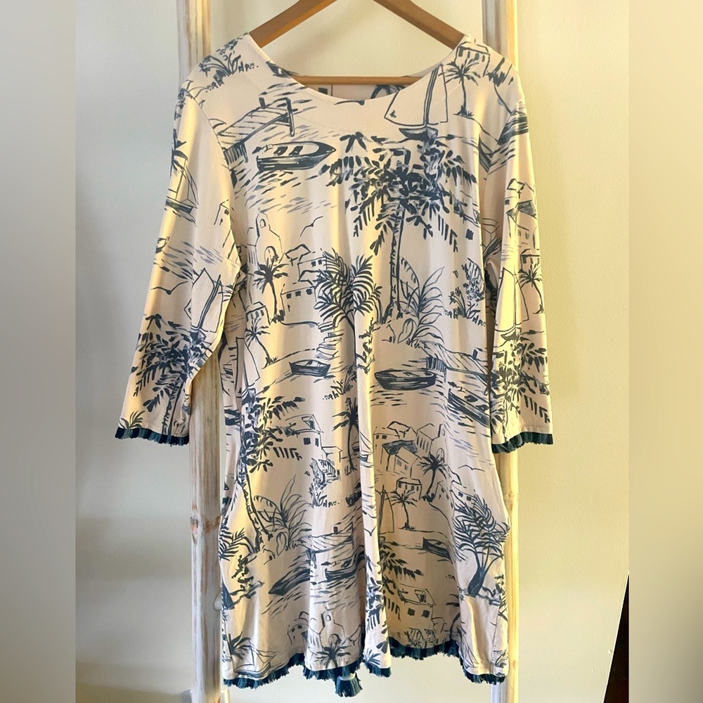 Spartina dress with blue fringe, XXL